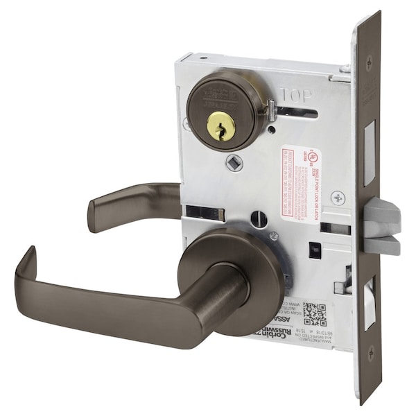 Entrance or Apartment Mortise Lock, NS Lever, A Rose, Oil Rubbed Bronze
